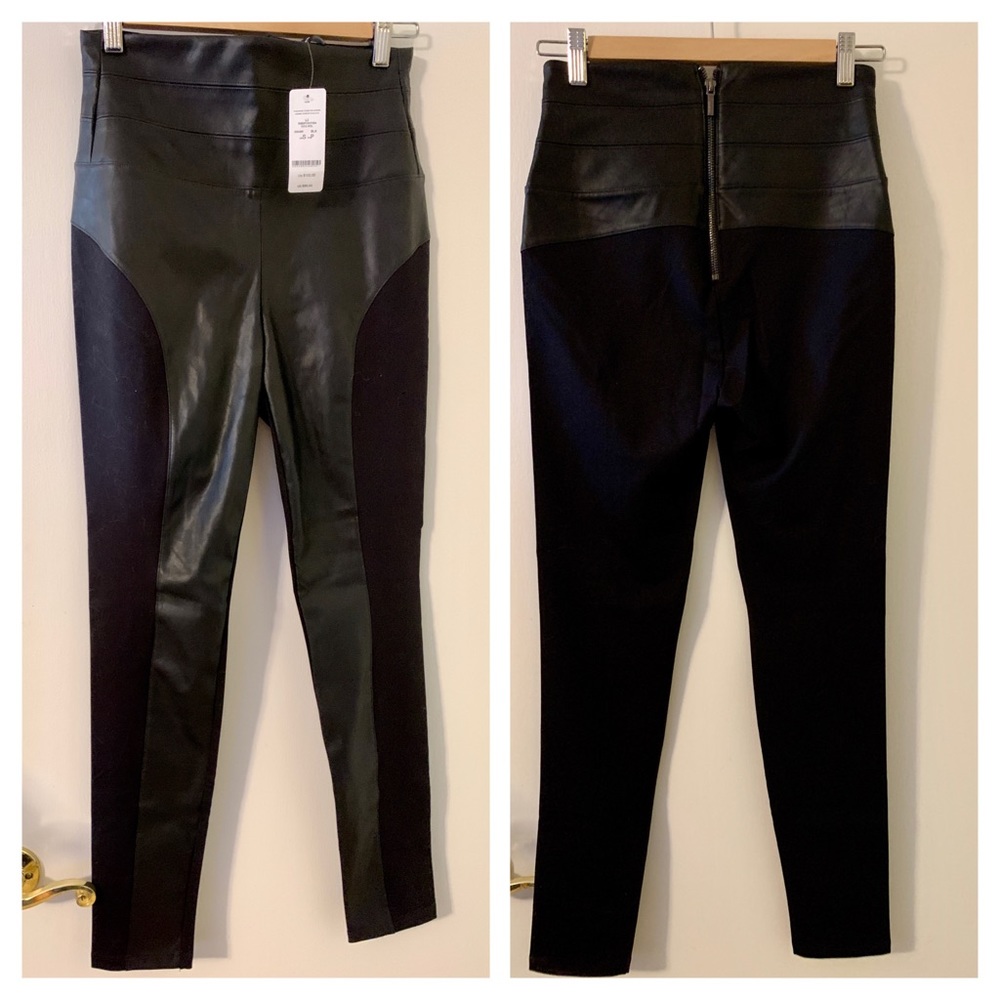 Bebe black pants with faux leather panels